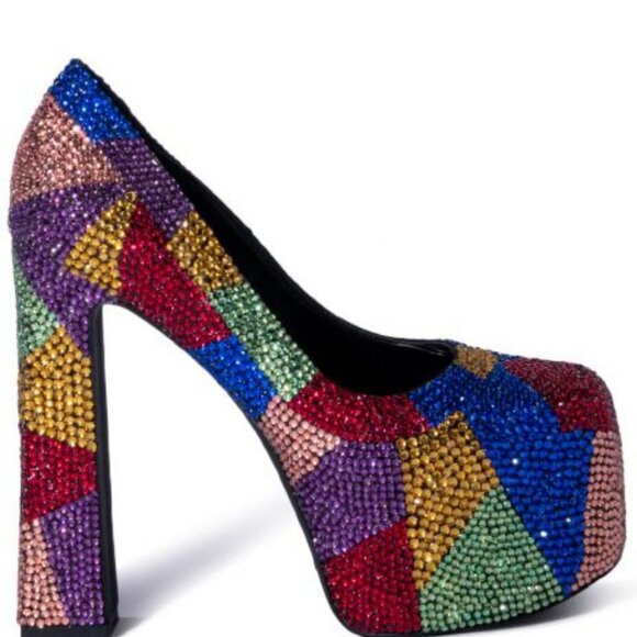 AZALEA WANG " RHINESTONE EMBELLISHED ROYALTY " PUMP  MULTI ( BRAND NEW !!!) - Picture 5 of 7
